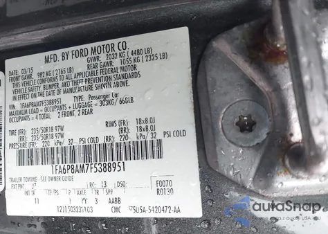 2015 Ford Mustang V6 из США, поврежденный, VIN 1FA6P8AM7F5388951